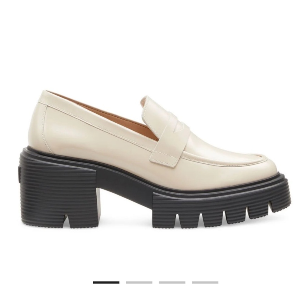 Stuart Weitzman Ivory and Black Chunky Loafers